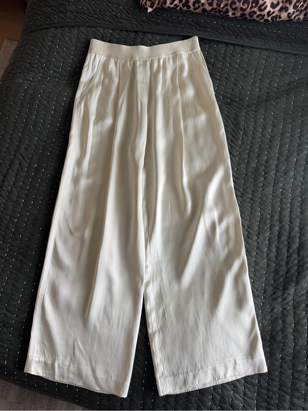 STINE GOYA Cream Wide-Leg Trousers
